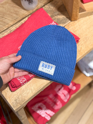 Blue Ruby Patch Beanie