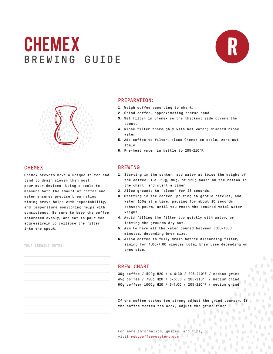 Pour Chemex Brew Ratio Chemex Coffee Maker – Ruby Coffee Roasters